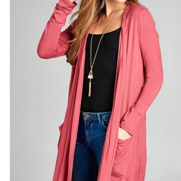 Sweaters - 🎉2/7 HP🎉Open Front Raspberry Pink Cardigan